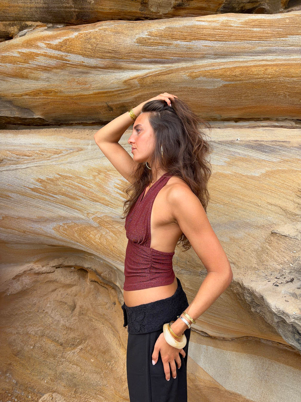 Top con cuello halter y brillo - Sofia