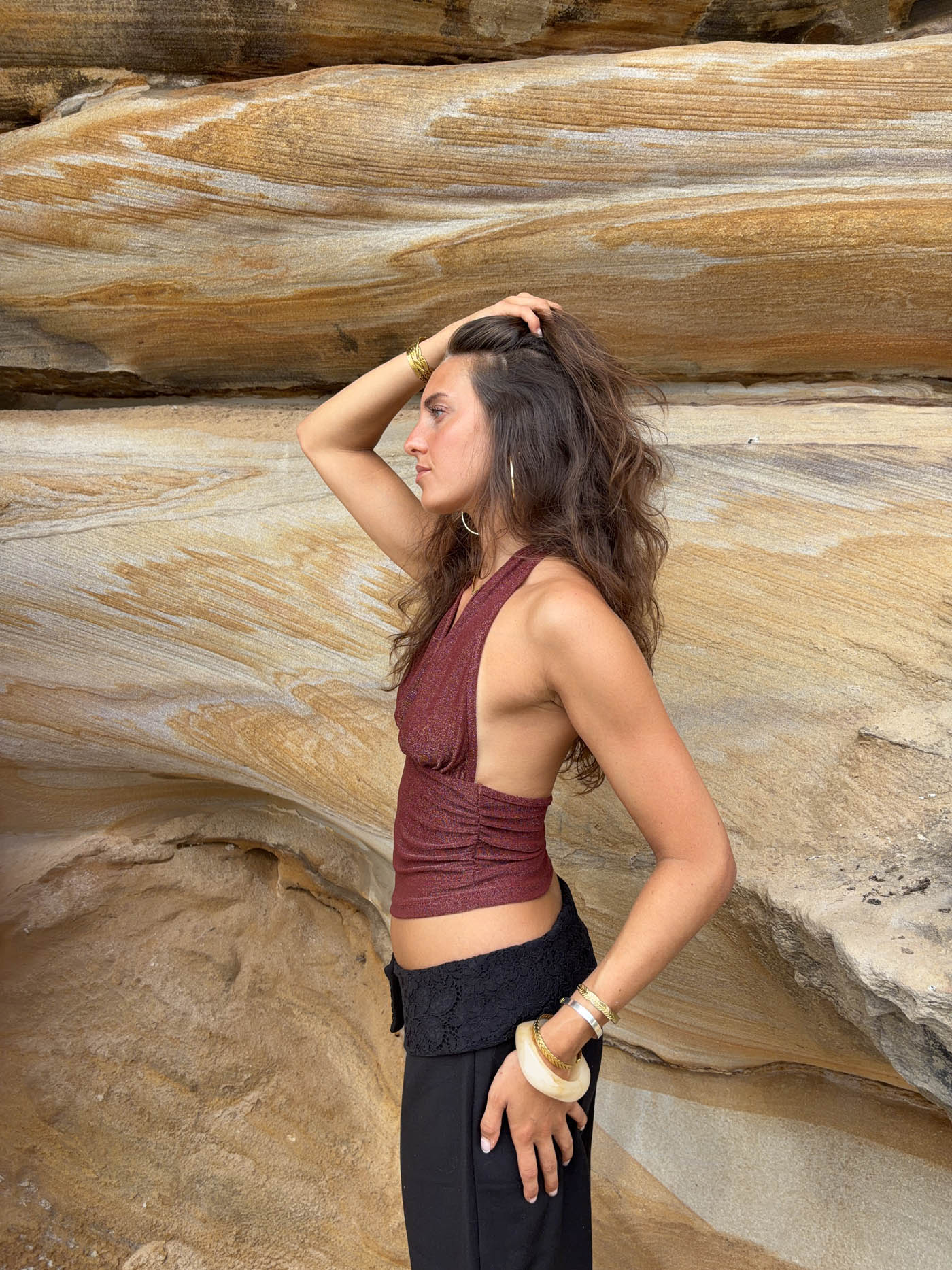 Top con cuello halter y brillo - Sofia