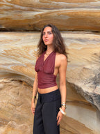 Top con cuello halter y brillo - Sofia