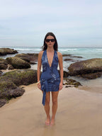Vestido con cuello halter con flores - Andrea