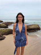 Vestido con cuello halter con flores - Andrea