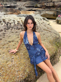 Vestido con cuello halter con flores - Andrea